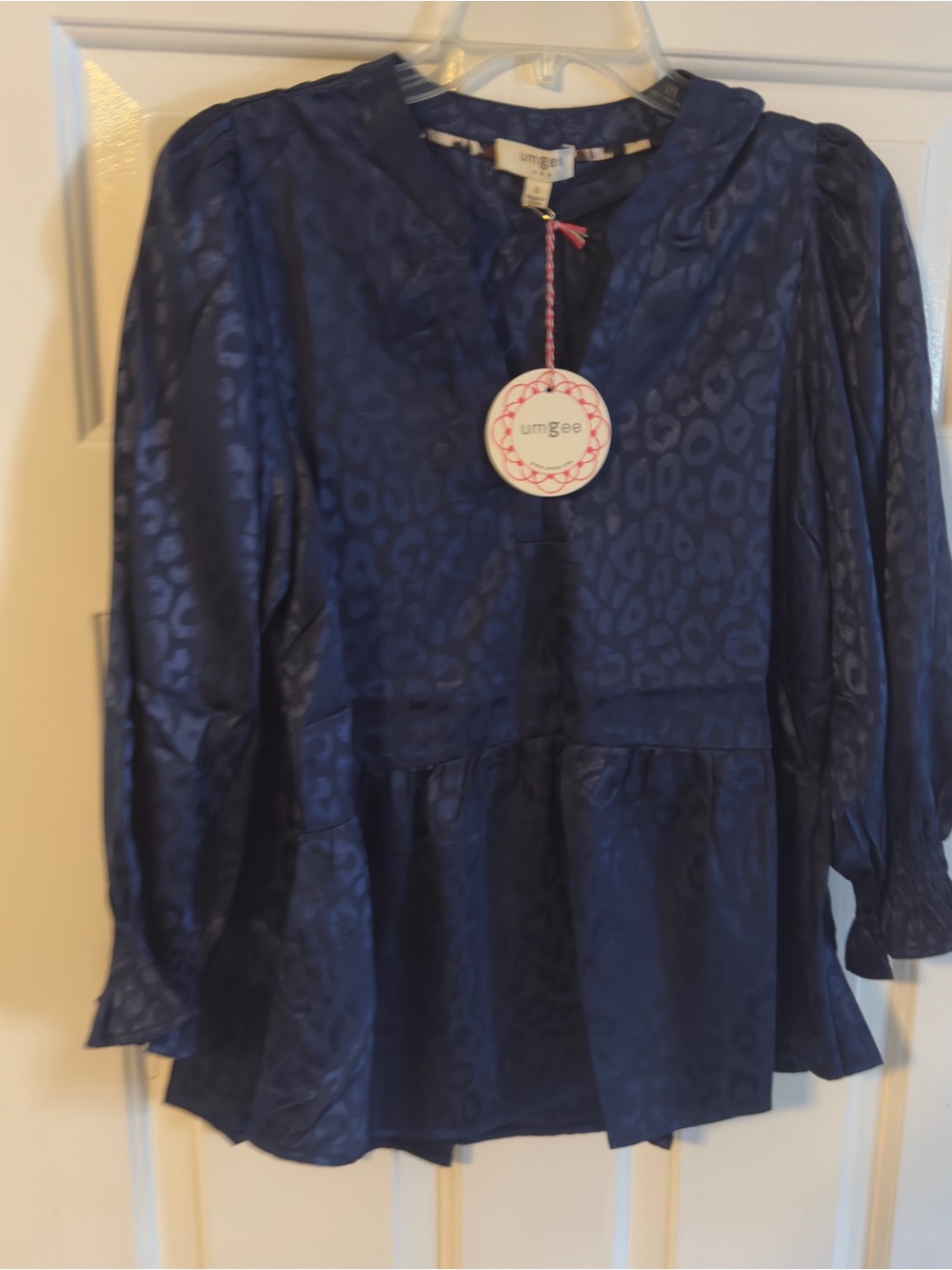 Umgee womens Navy Blue Long Sleeve Peplum Dress